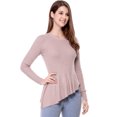 thumbnail image 3 of Unique Bargains Haut à Manches Longues Côtelé à Ourlet Volanté Peplum pour Femmes, 3 of 4