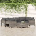 thumbnail image 1 of vidaXL 7 Piece Garden Lounge Set with Cushions Grey Poly Rattan, 1 of 5