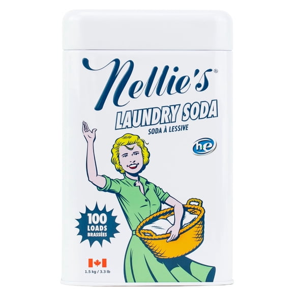 Nellie's Laundry Soda - Concentrated Laundry Detergent Powder - 100 Load - Gentle on Skin and Environment - Fragrance-Free - Made in Canada