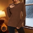 thumbnail image 2 of BLVB Thermal Shirts for Women Long Sleeve Tops Ladies Fleece Lined Undershirt Soft Crewneck Base Layer Tops for Winter Cold Weather, 2 of 7