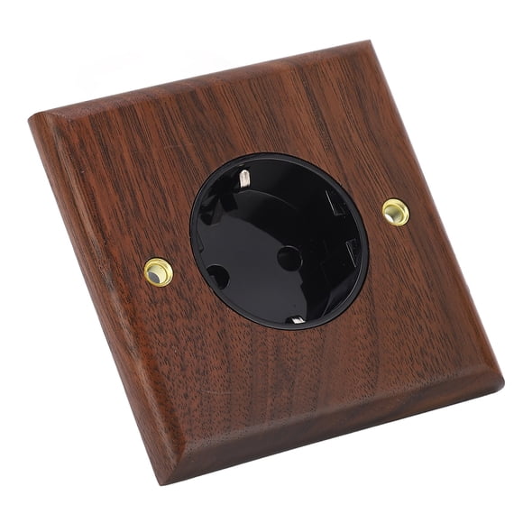Vintage Black Walnut Wall Socket with Brass Finish, 16A Standard Electrical Outlet, Eco-Friendly & Durable Design for Modern Interiors