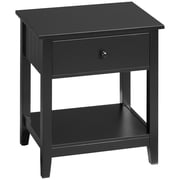HOMCOM Modern Nightstand, Side Table with Drawer and Storage Shelf, Black