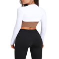 thumbnail image 4 of Cardigan Court de Yoga pour Femmes Manches Longues Ouvert devant Haut Uni, 4 of 5