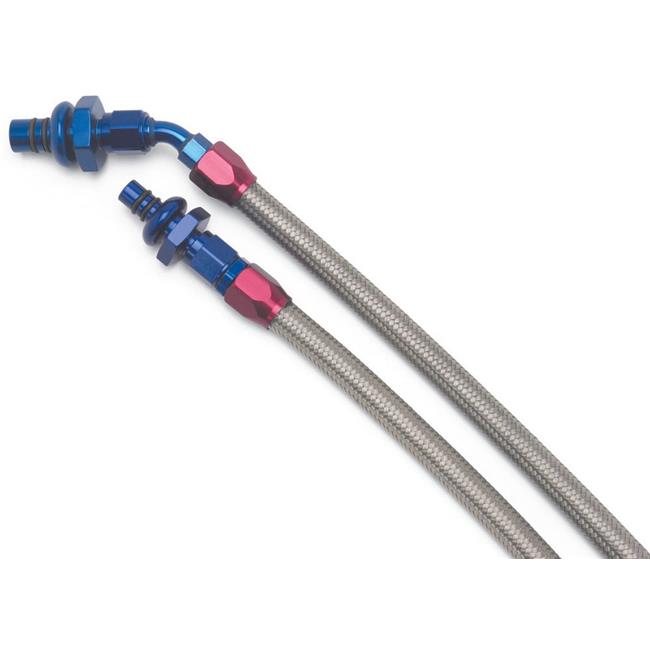 Russell RUS651104 AN Fittings Stainless Braided Hose Fuel Line Kit for 1987-1993 Ford Mustang 5L - Blue & Red Anodize
