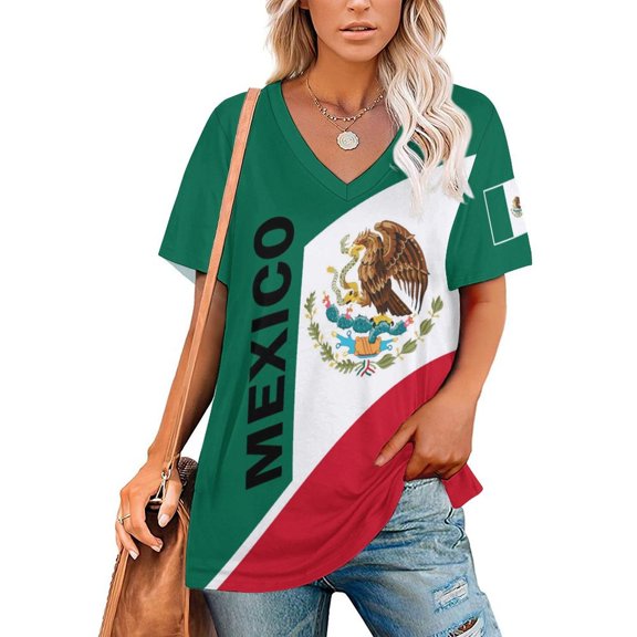 Chandail de Soccer pour Femmes Mexique 2026 pour Fans de Soccer avec Drapeau de la Nation, Chandail Aussi Personnalisé