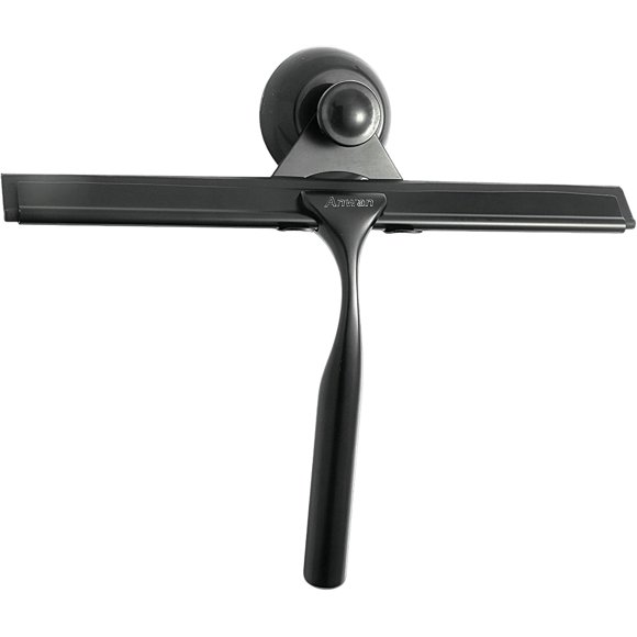 Shower Squeegee for Shower Walls with Suction Cup Mount, Anwan Car Window Squeegee for Shower Wall Silicone Mini Small Glass Door Mirrors All-Purpose Stainless Steel, 10 Inches Black