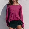 thumbnail image 2 of Timegard Womens Tops Drop Shoulder Backless Cutout Tops Fall Casual Loose Comfy Cropped Blouse Tee, 2 of 9