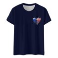 thumbnail image 1 of Hauts d'Été pour Femmes Jour de L'Indépendance Drapeau Col Rond Imprimé Lettre Manches Courtes T-Shirts pour Femmes Marine L, 1 of 4