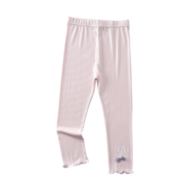 IROINID Deals Girls Pants Summer Pants Capri Big Rabbit Decorative Elastic Thin Children's Pants,Pink