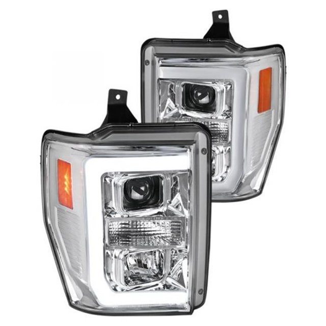 Chrome LED DRL Bar Projector Headlights for 2008-2010 Ford F-250