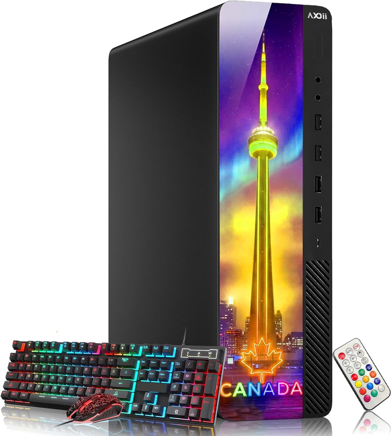 AXOII Desktop PC Computer – Intel Core i5 Processor upto 4.0 GHz, 8GB DDR4 RAM 256GB SSD, WiFi Windows 11 Pro, Gaming RGB Keyboard Mouse Refurbished