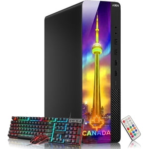 AXOII Bureau PC Ordinateur – Intel Core i5 Processeur jusqu'à 4.0 GHz, 8GB DDR4 RAM 256GB SSD, WiFi Windows 11 Pro, Jeu RGB Souris à clavier remis à neuf