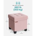 thumbnail image 2 of SONGMICS Storage Ottoman, Bedroom Bench with Storage, Foot Stool, 15 x 15 x 15.7 Inches, Jelly Pink, 2 of 6