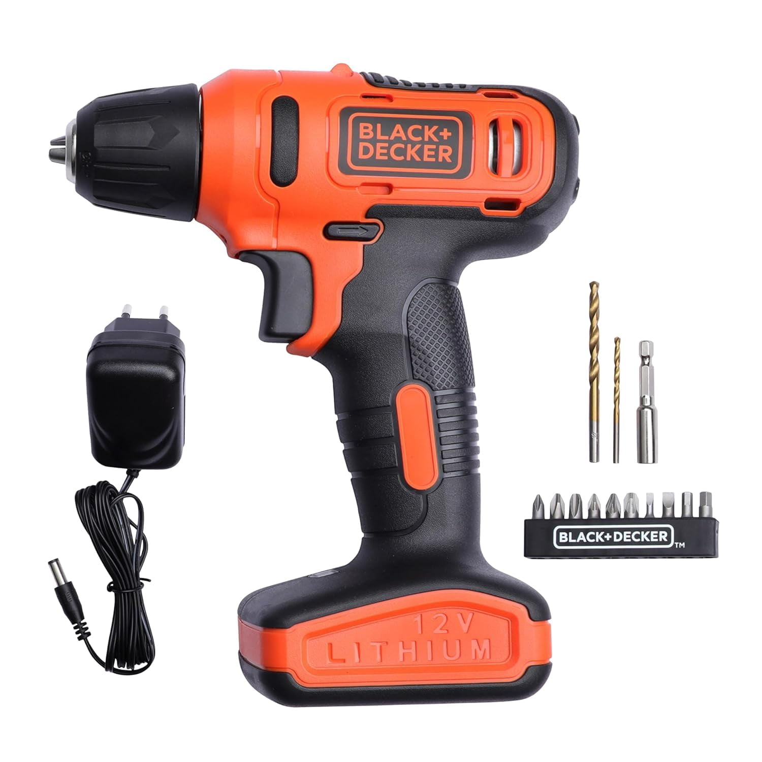 Ld 12sp 12v - 10mm Li-Ion Cordless | Variable Speed Reversible - Drill Machine Driver With 10 Screwdriver & 2 Drill Machine Bits For Home & Diy Use | Orange & Black
