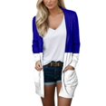 thumbnail image 1 of PMUYBHF Female Cardigan Sweaters For Women Plus Size Lightweight Women Fashion Cardigan Color Block Printing Pocket Long Sleeve Top Cardigan Jacket S Blue, 1 of 4