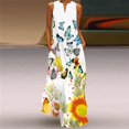 thumbnail image 2 of Pisexur Robe d'Été de Plage pour Femme, Robe Longue Formelle à Fleurs, Manches Courtes, Col en V, Décontractée, Ample, Grande Taille, avec Poches, 2 of 9