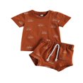 thumbnail image 1 of Ensemble 2 Pcs Bébé Manches Courtes Imprimé Soleil Hauts Shorts pour Enfants Garçons Filles, 1 of 7