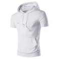thumbnail image 1 of T-Shirt à Capuche à Cordon de Serrage Mode Décontractée pour Hommes Manches Courtes (Blanc, G), 1 of 3