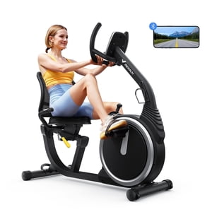MERACH Vélo d'entraînement, Vélo pour retraités à domicile Adultes avec Bluetooth intelligent et App exclusive, LCD, Poignée de fréquence cardiaque