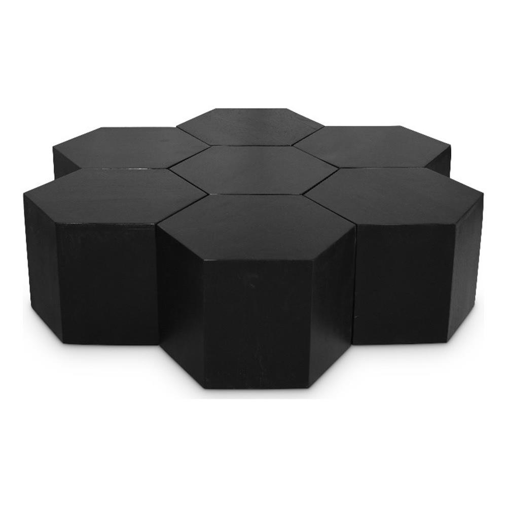 Meridian Furniture Eternal Table Basse en Bois de Chêne Noir, 7 Pcs