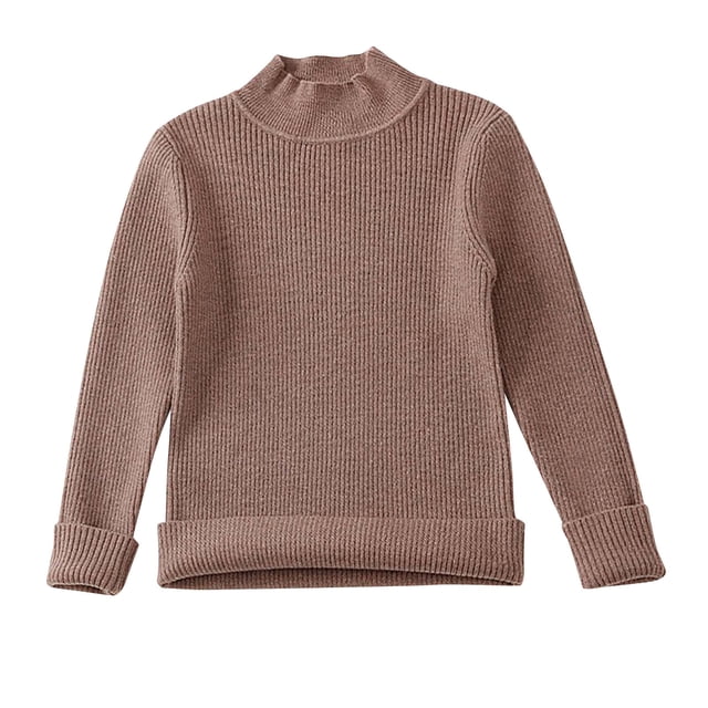 LOVZFMLL Girl's Sweater, Turtleneck Ribbed Pullover Solid Color, Casual Essential Stretchy Layering Top Fall Clothes Warm Winter Tops Kid Girls Clothes for 9 Years