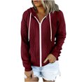 thumbnail image 1 of Timegard Chandail à Capuchon à Fermeture Éclair pour Femme Grande Taille Automne Décontracté Ample Couleur Unie Veste Manteau Confortable avec Poches, 1 of 6