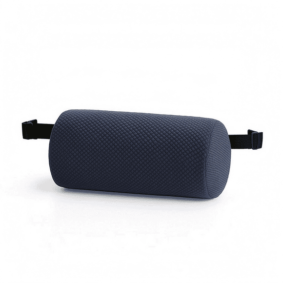 Maytalsory Ergonomic Lumbar Roll Premium Memory Foam For Lower Back Pain Relief With Washable Durable Pillow Case Navy blue 28x12cm