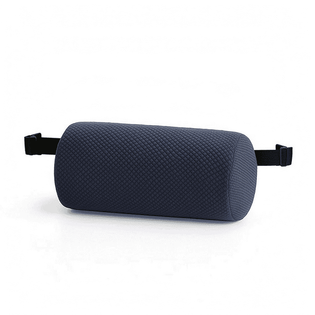Maytalsory Ergonomic Lumbar Roll Premium Memory Foam For Lower Back Pain Relief With Washable Durable Pillow Case Navy blue 28x12cm