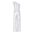 thumbnail image 1 of Oyolan Combinaison Longue à Paillettes pour Filles une Épaule Sans Manches Robe de Soirée Danse Argent 6, 1 of 5