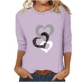 thumbnail image 1 of FAIWAD Hauts à Manches 3/4 Style Pinte Cœur pour Femmes, Col Rond, Amples, Légers, Tuniques Tendance, 1 of 3