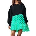 thumbnail image 1 of EQWLJWE Mode Femmes Décontractée Ample Col Rond Manches Longues Imprimé à Pois Ondulés Confortable Robes Imprimées Fluides Chandails en Molleton Mini Robe Robes de Retour 2023, 1 of 6