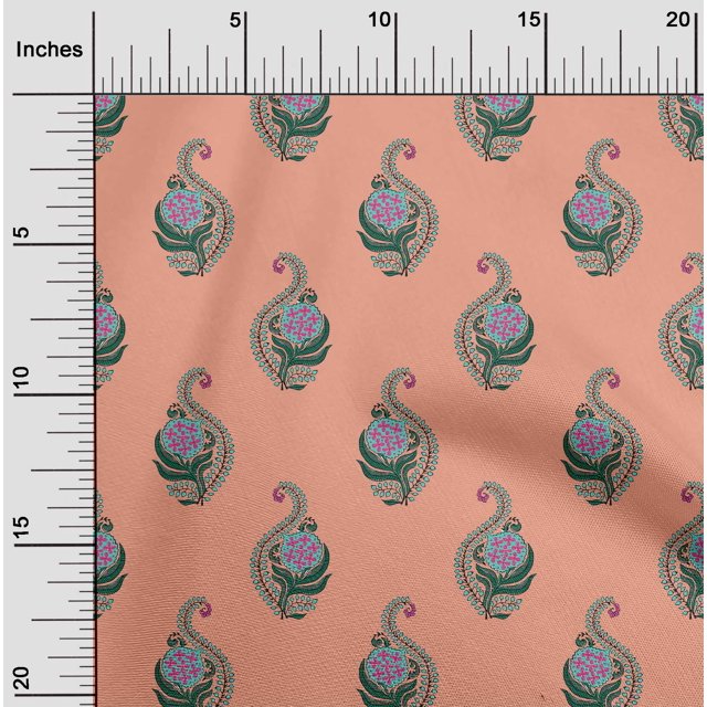 oneOone Cotton Poplin Fabric Leaves & Floral Block Fabric Prints By Yard 56 Inch Wide