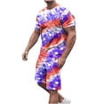 thumbnail image 2 of cllios 4th of July Outfit for Men 2 Piece Set Independence Day Mens Athletic Outfits Short Sleeve Shirts and Drawstring Shorts Set American Flag Matching Suits Independence Day Workout Tracksuits, 2 of 5