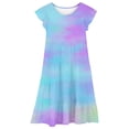 thumbnail image 5 of LUOGENLI Dress Girls Summer Dresses Double Layer Flutter Sleeve Flowy A Line Dress Casual Gradient Midi Dresses Dress for Girls Work Trendy Blue 12-13 Years, 5 of 5