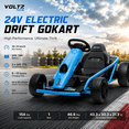 thumbnail image 2 of VOLTZ TOYS 24V Electric Drift Go Kart for Kids, Outdoor Racer Ride On Car with Dual Motors, Safety Belt, 8 MPH Max Speed, Blue, 2 of 7