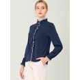 thumbnail image 4 of INSPIRE CHIC Women's Button Down Office Ruffle Stand Collar Long Sleeve Work Shirt, 4 of 6