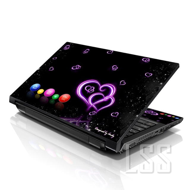 LSS Laptop Skin Sticker Decal Cover Hearts Pattern Fits 13" to 16" Laptops