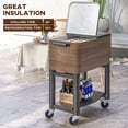 thumbnail image 4 of Outsunny Patio Cooler Cart, 60qt Outdoor Cooler with Locking Wheels, Brown, 4 of 10