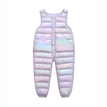 GDREDA Salopette de Ski pour Tout-Petits Garçons Filles Sans Manches à Fermeture Éclair Combinaison d'Hiver Chaude en Duvet Pantalon (Blanc, 2-3 Ans)