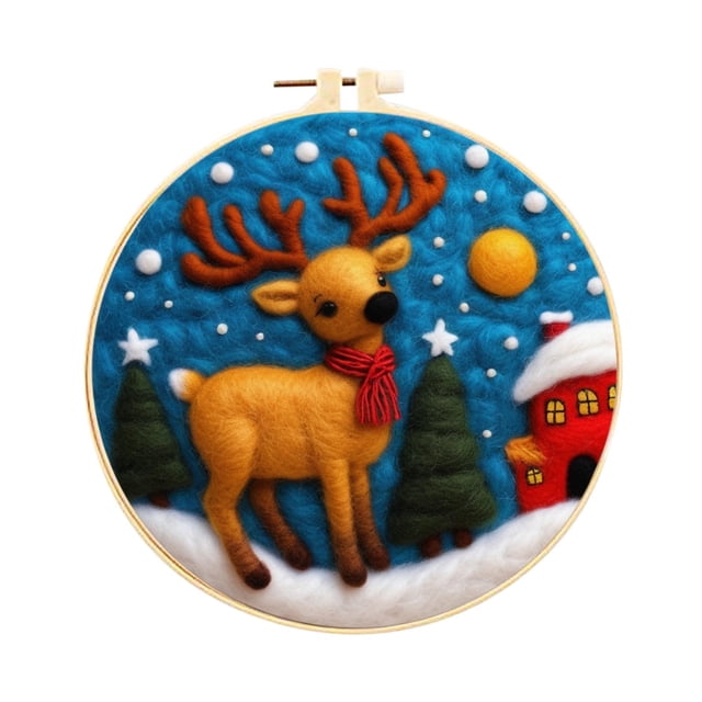 Pcksrro Home Decorations Items and Hanging Ornaments Deal!Starters Wool Felts Painting With Embroidery Frame Needle Felts Material Pack Diy Needle Felts Suitable For Beginners To Crafts