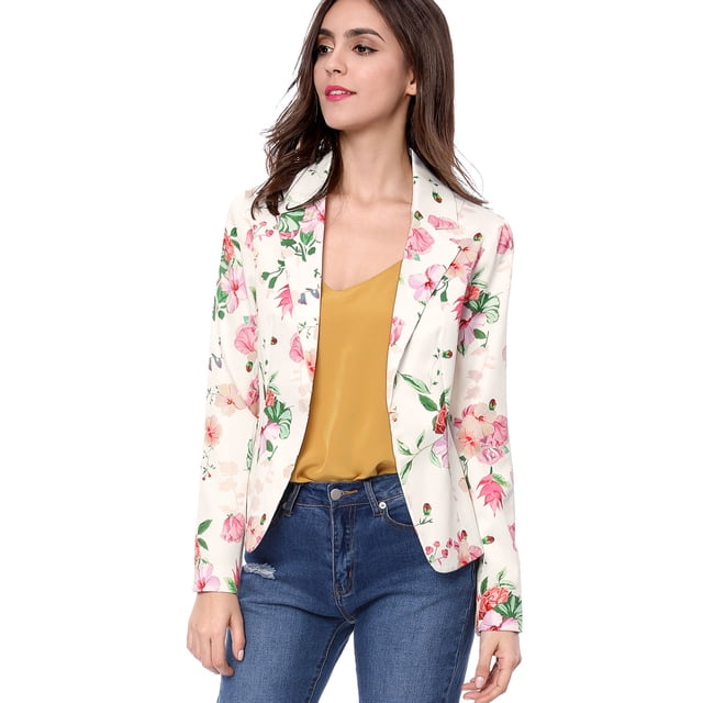 INSPIRE CHIC Blazer Ouvert à Revers Cranté à Manches Longues Intégrales pour Femme