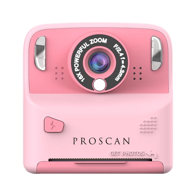 Proscan Children’s Zero Ink Instant Print Camera, 1080p HD Video Recording, 2.4” Screen, Thermal Printing, Type-C USB, 16X Digital Zoom, Pink