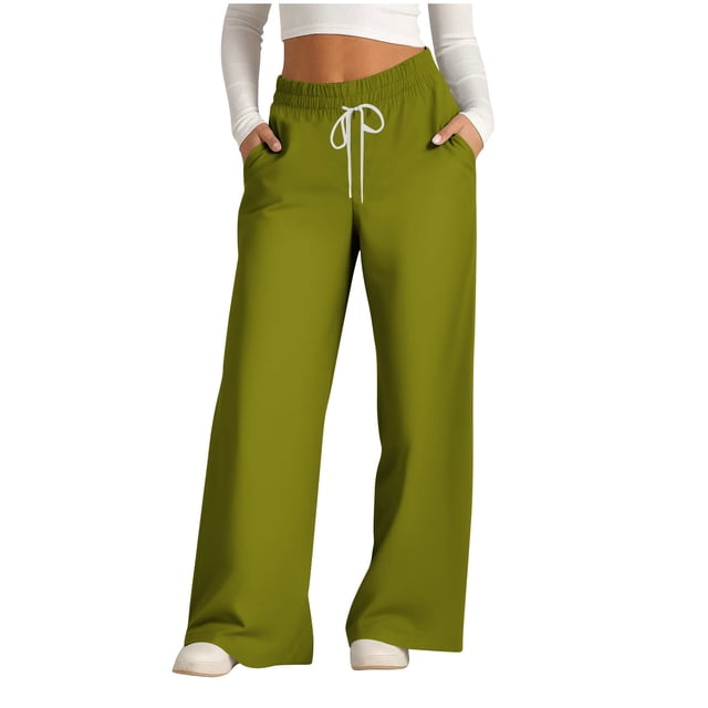 Pants for Women, Womens Fashionable Striped Printed Drawstring Wide Leg Pants