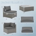 thumbnail image 3 of Gymax Ensemble de Conversation en Rotin PE pour Canapé Sectionnel 10 Pcs Gris, 3 of 8