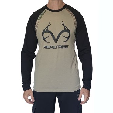 T-shirt raglan à manches longues Real Tree avec empiècements camouflage