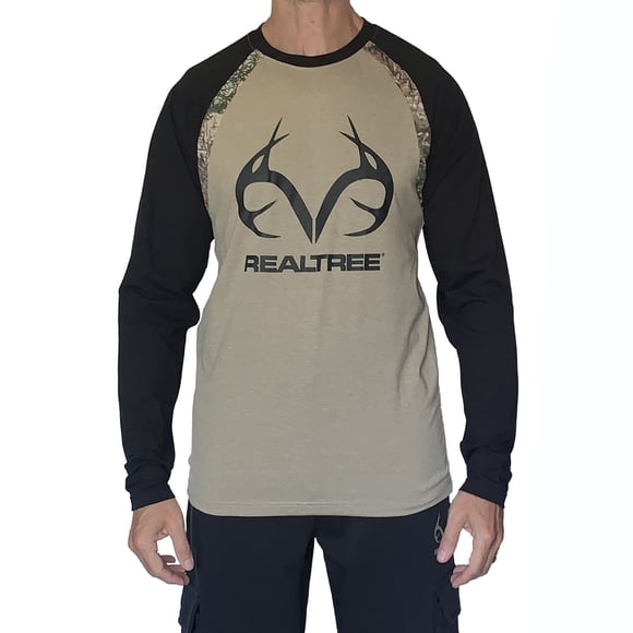 Real Tree Long Sleeve Raglan Tee with Camo Inserts