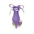 thumbnail image 2 of BLISSFUL STEP Women's Shoes Faux Suede Lace Up Open Toe Kitten Heel Cushioned Footbed Sandals  Purple 9, 2 of 7