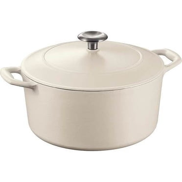 Tramontina Bestow 5.5-Quart Enameled Cast Iron Round Dutch Oven with Lid, Porcelain Enamel Finish, Matte White, Oven-Safe