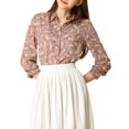 thumbnail image 2 of INSPIRE CHIC Chemise Boutonnée pour Femme à Petites Fleurs à Manches Longues Col en Pointe Haut de Bureau TP Rose, 2 of 8