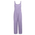 thumbnail image 4 of TMOYZQ Women's Cotton Linen Jumpsuits Casual Solid Color Loose Overalls Adjustable Straps Wide Leg Rompers with Pockets, 4 of 8